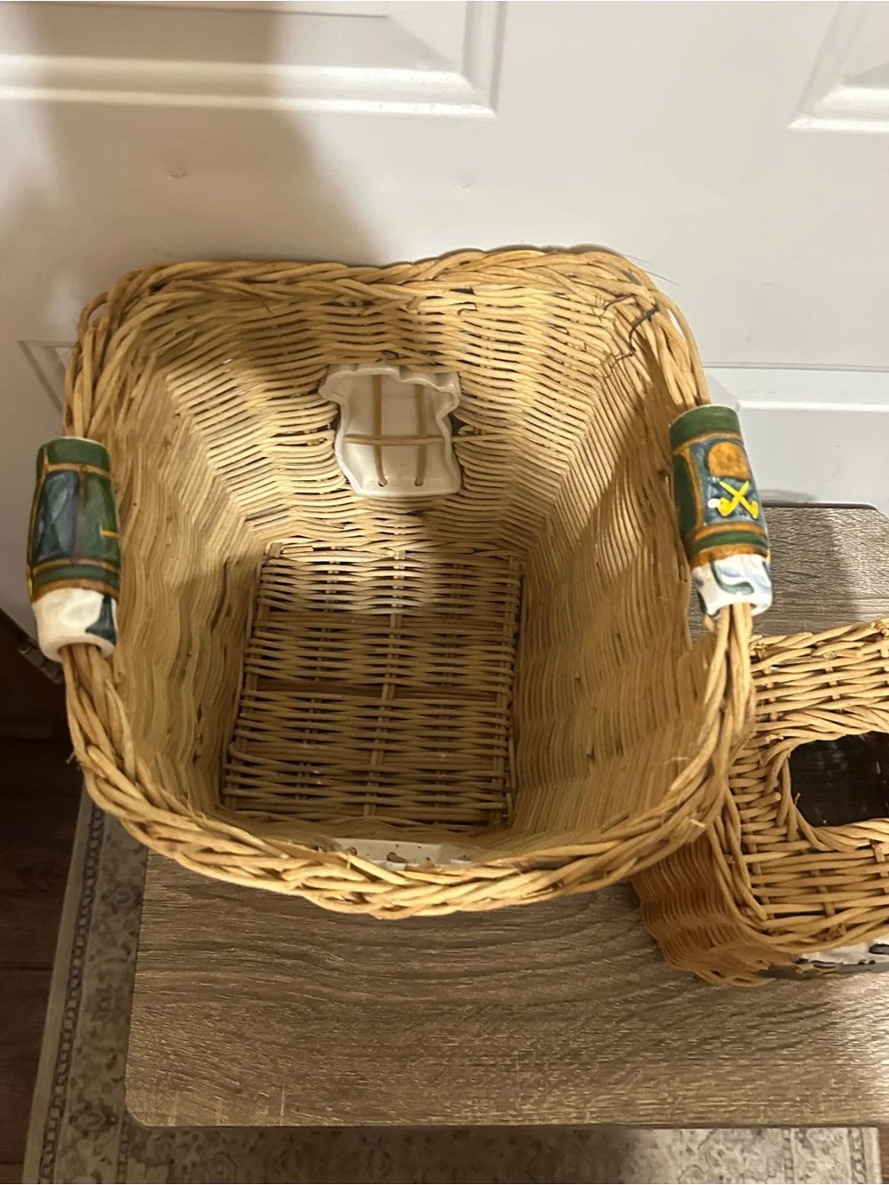 Golf Theme Golfers Waste Basket/Tissue Box Cover Wicker Home Office Golf Clubs